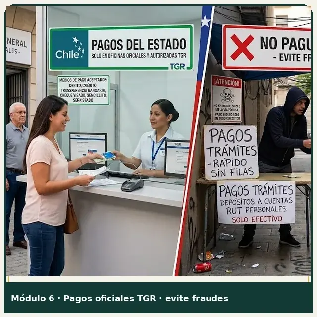 Comparación: pagos oficiales TGR versus fraudes en la calle
